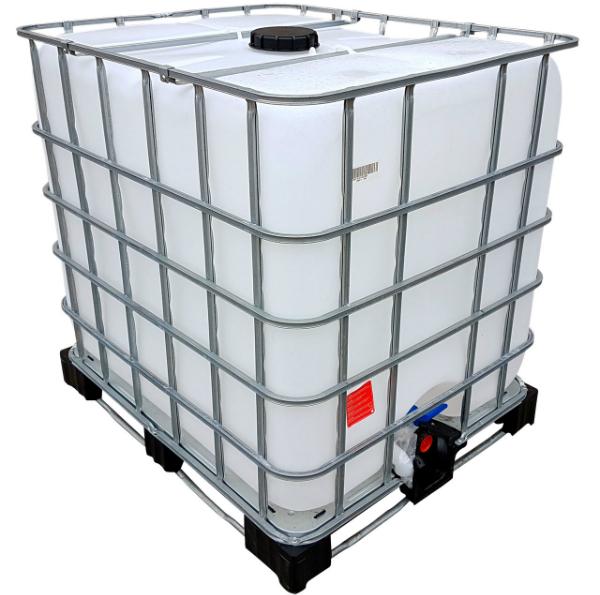 Gebrauchter IBC Wassertank auf Kunststoffpalette rebottled neue Blase 1000 Liter