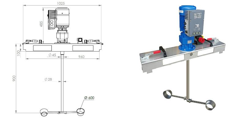 IBC Stirnradgetriebe Ruehrwerk mit E-Antrieb 10000 mPas