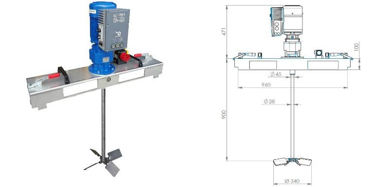 IBC Stirnradgetriebe Ruehrwerk mit E-Antrieb 5000 m Pas