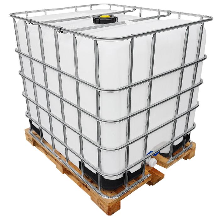 gebrauchter 1000l ibc wassertank auf holzpalette gespuelt