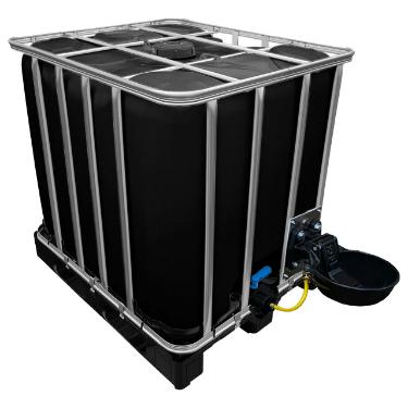 1000l IBC Wassertank in SCHWARZ mit Tränkebecken auf PE-Palette NEU 