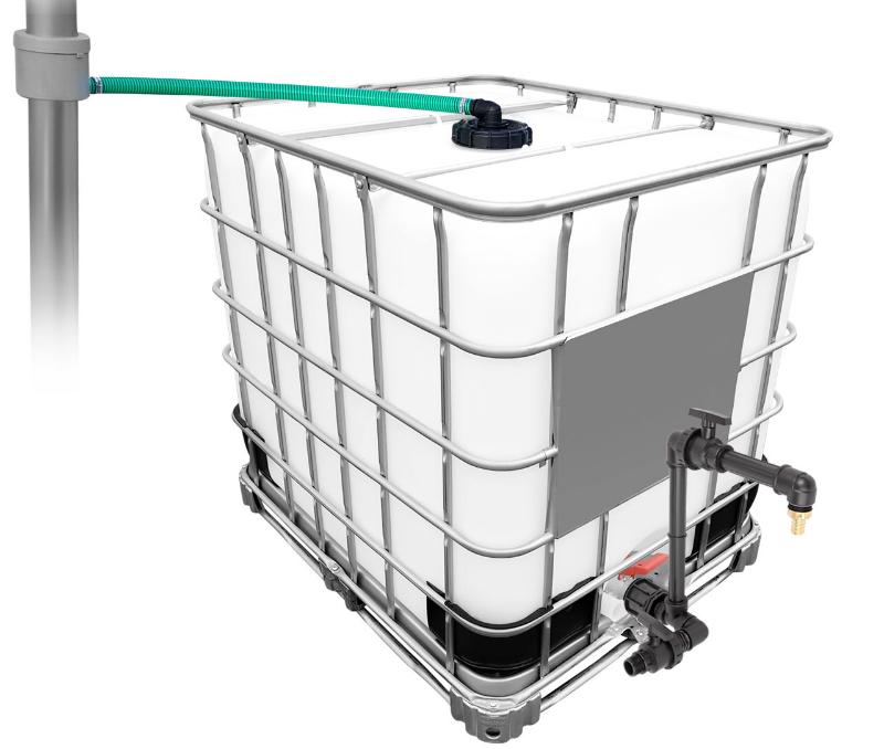 1000l IBC Regenwassertank mit 80m² Fallrohrautomat + Schwanenhals