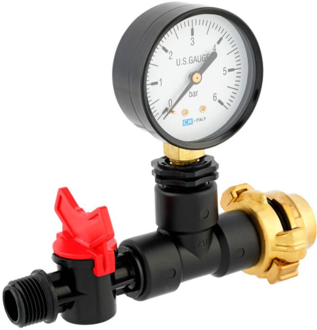 Messgerät mit Manometer für Wassermenge Druck/Durchfluss 