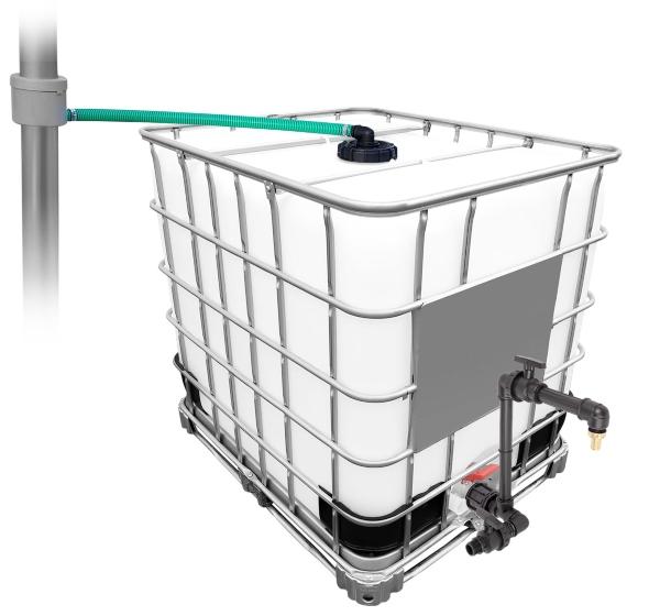 1000l IBC Regenwassertank mit Fallrohrautomat + Schwanenhals ibc-nutzwassertank