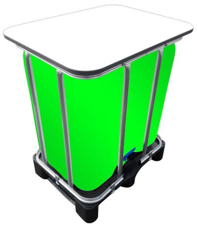 300l IBC LED Kubik® Stehtisch auf GFK-Palette