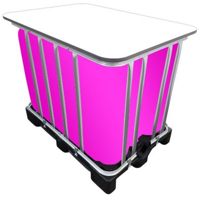 600l IBC LED Kubik® Stehtisch auf GFK-Palette - Beleuchteter Partytisch