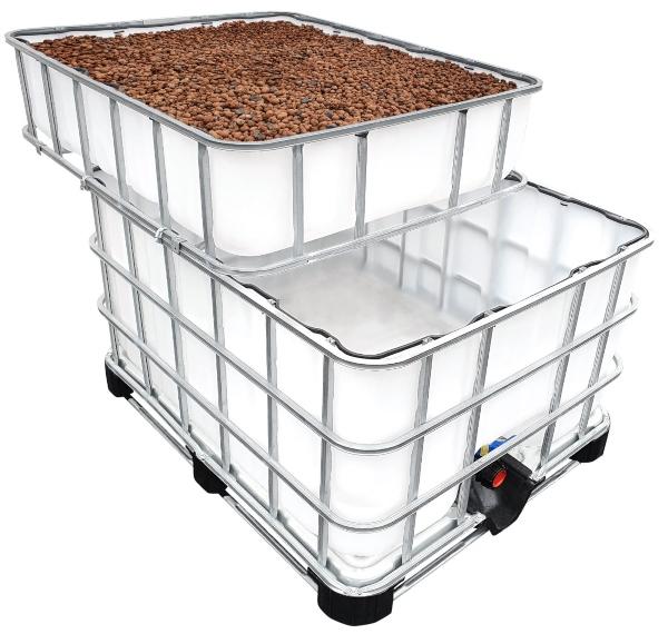 600-200l IBC KUBIKGARDEN Hochbeet Modern Farming Speicher +SET substrate-fuer-aquaponik