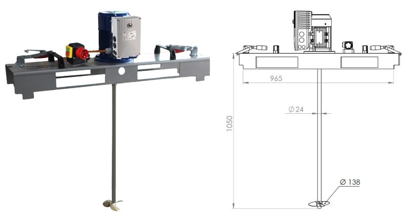 IBC Rührwerk Schnellmischer mit E-Antrieb VARIO 600 m/Pas IBC-Mixer