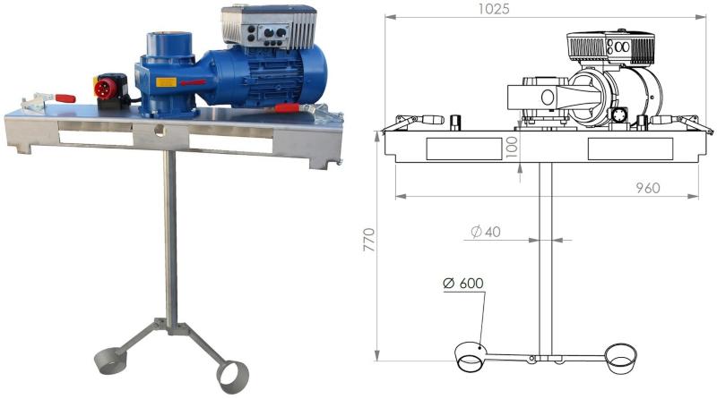 IBC Schneckengetrieberührwerk mit E-Antrieb 20000 m/Pas. IBC-Mixer