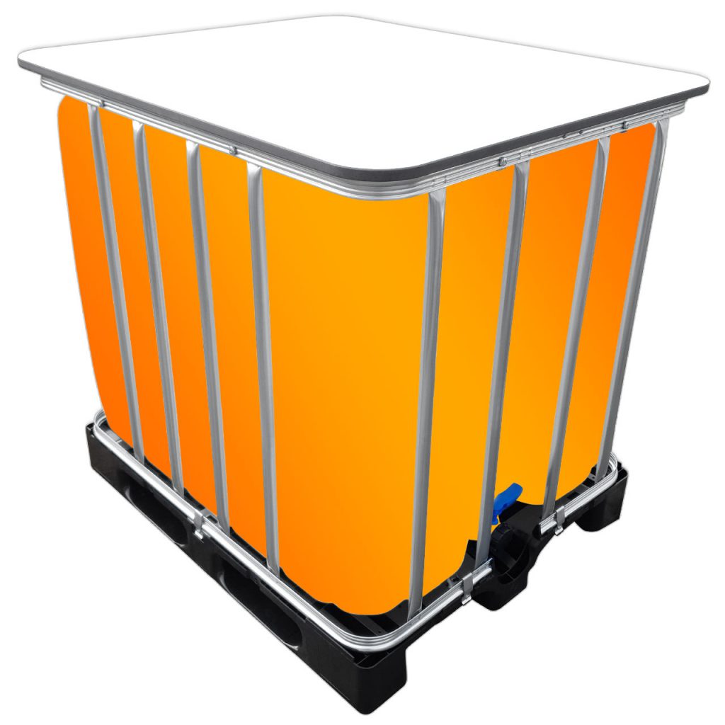 1000l IBC LED Kubik® Stehtisch auf PE-Palette IBC-Tische