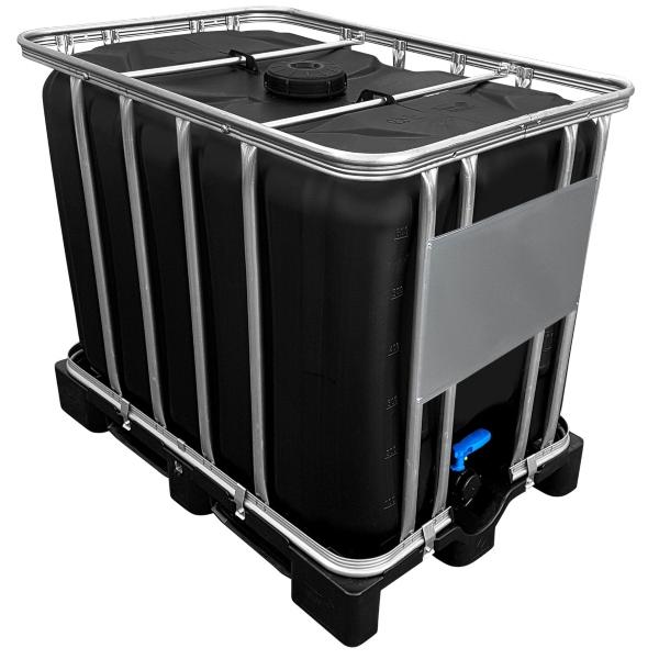 600l IBC Container SCHWARZ auf PE-Palette NEU mit Klappenhahn am IBC-Container