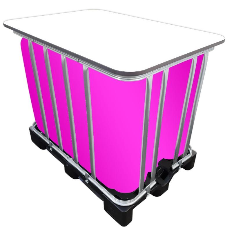 600l IBC LED Kubik® Stehtisch auf PE-Palette