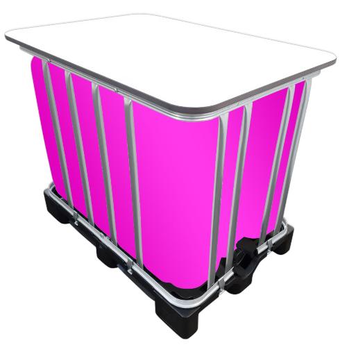 600l IBC LED Kubik® Stehtisch auf GFK-Palette - Leuchtdeko mit LED