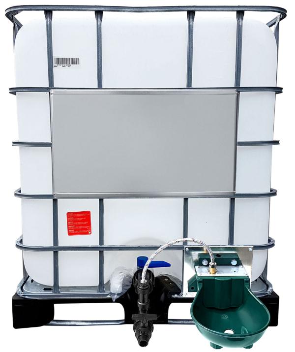 1000l IBC Wassertank mit Tränkebecken auf Stahl/PE-Palette NEU