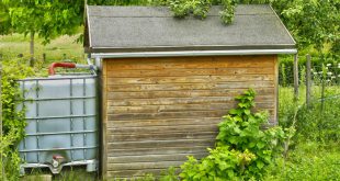IBC mit Gartenhaus - Absperrhahn für die Gartenbewässerung