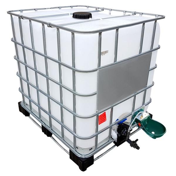 1000l IBC Wassertank mit Tränkebecken auf Stahl/PE-Palette NEU