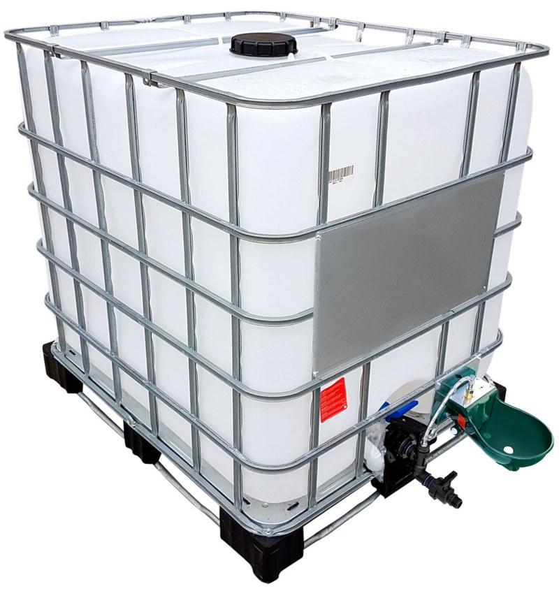 1000l IBC Wassertank mit Tränkebecken auf Stahl/PE-Palette NEU