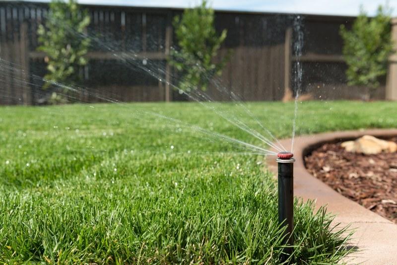 Ein Regner verteilt das Wasser durch mehrere Düsen in einem 360-Grad-Winkel Beregnungsplanung