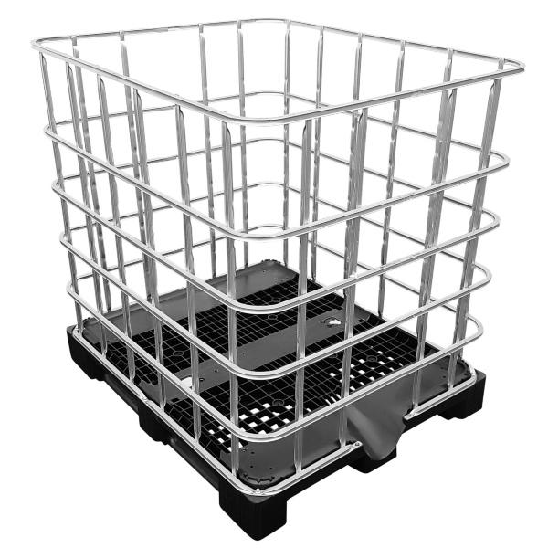 IBC Gitterbox auf Kunststoffpalette