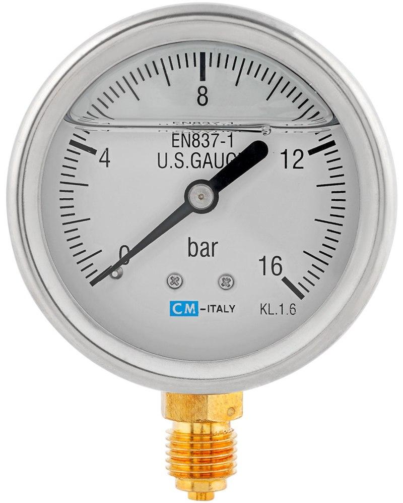 Manometer radial V2A Glyzerinfüllung 0-16 bar 1/4" AG 