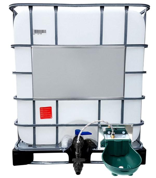 1000l IBC Wassertank mit Tränkebecken auf Stahl/PE-Palette NEU - Selbstfüllende Tränke