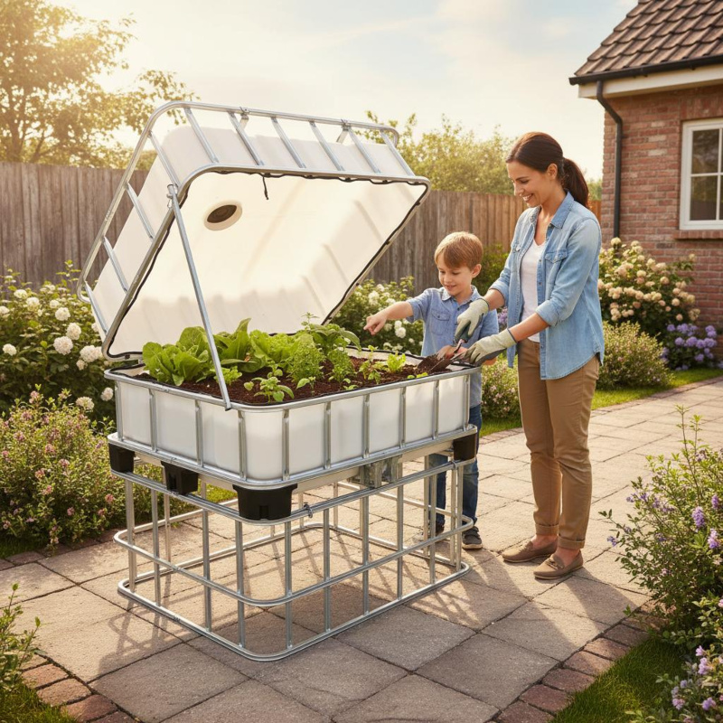 IBC Hochbeet „Urban Gardening“ mit Deckel – Frühbeet & Unwetterschutz in einem IBC Hochbeet „Urban Gardening“ mit Deckel – Frühbeet & Unwetterschutz in einem