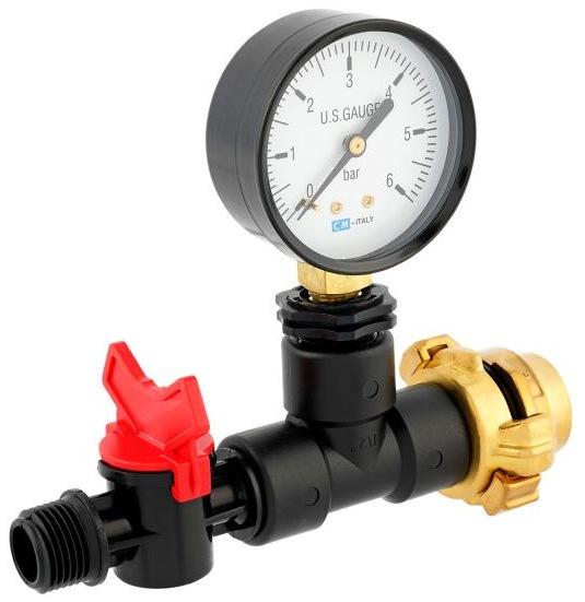 Messgerät mit Manometer für Wassermenge Druck/Durchfluss