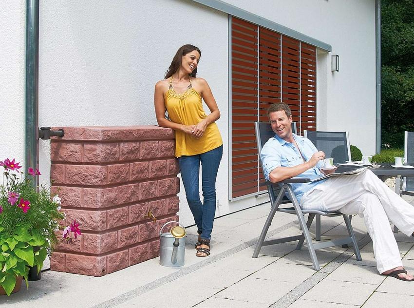 400l Wandtank ROCKY Deko-Regenspeicher Steinoptik - Regenwasser auffangen im Garten