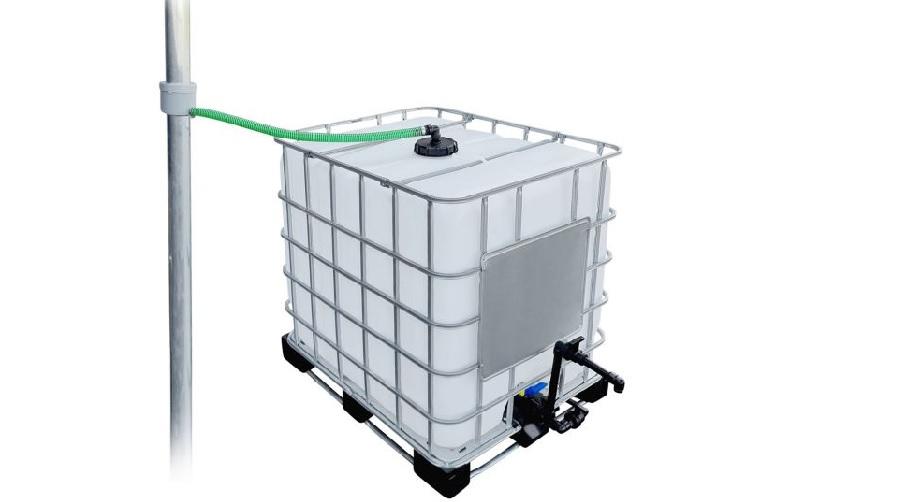 1000l IBC Regenwassertank Neuwertig mit Fallrohranschluss + Schwanenhals