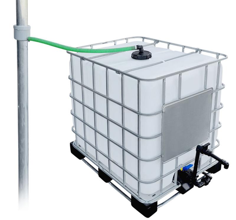 1000l IBC Regenwassertank Neuwertig mit Fallrohranschluss + Schwanenhals