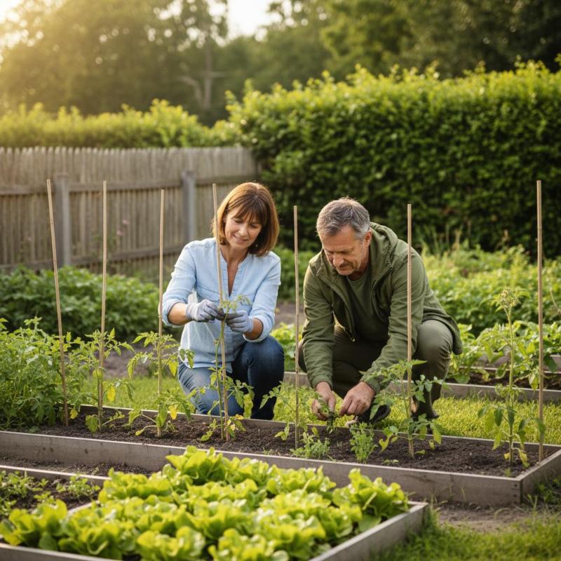 Frisch angelegtes Gartenbeet mit dunkler Erde und ersten Jungpflanzen als Beitragsbild zum Ratgeber Beet anlegen und planen