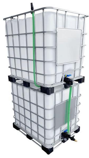 2000l IBC Wassertank übereinander mit Schlauch Tankverbindung