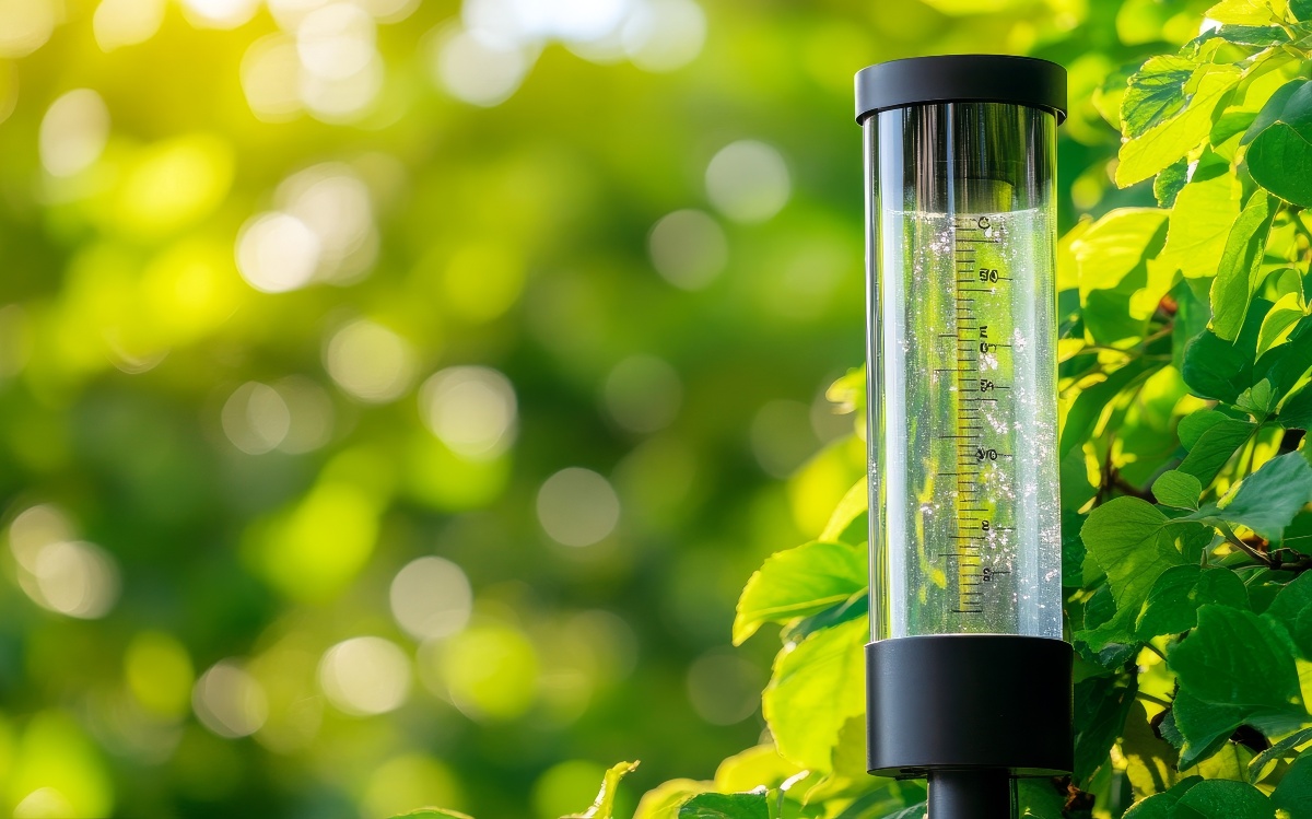 Ein klassischer Regenmesser ist natürlich auch hilfreich, um die Niederschlagsmenge im Blick zu behalten Niederschlags-Messgerät - Ab welcher Temperatur sollte man den Rasen bewässern?