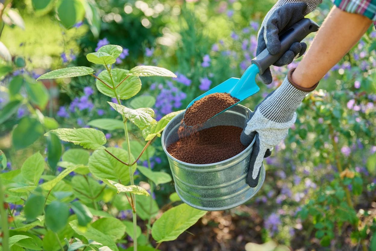 Funkien (Hosta) werden mit Kaffeesatz gedüngt