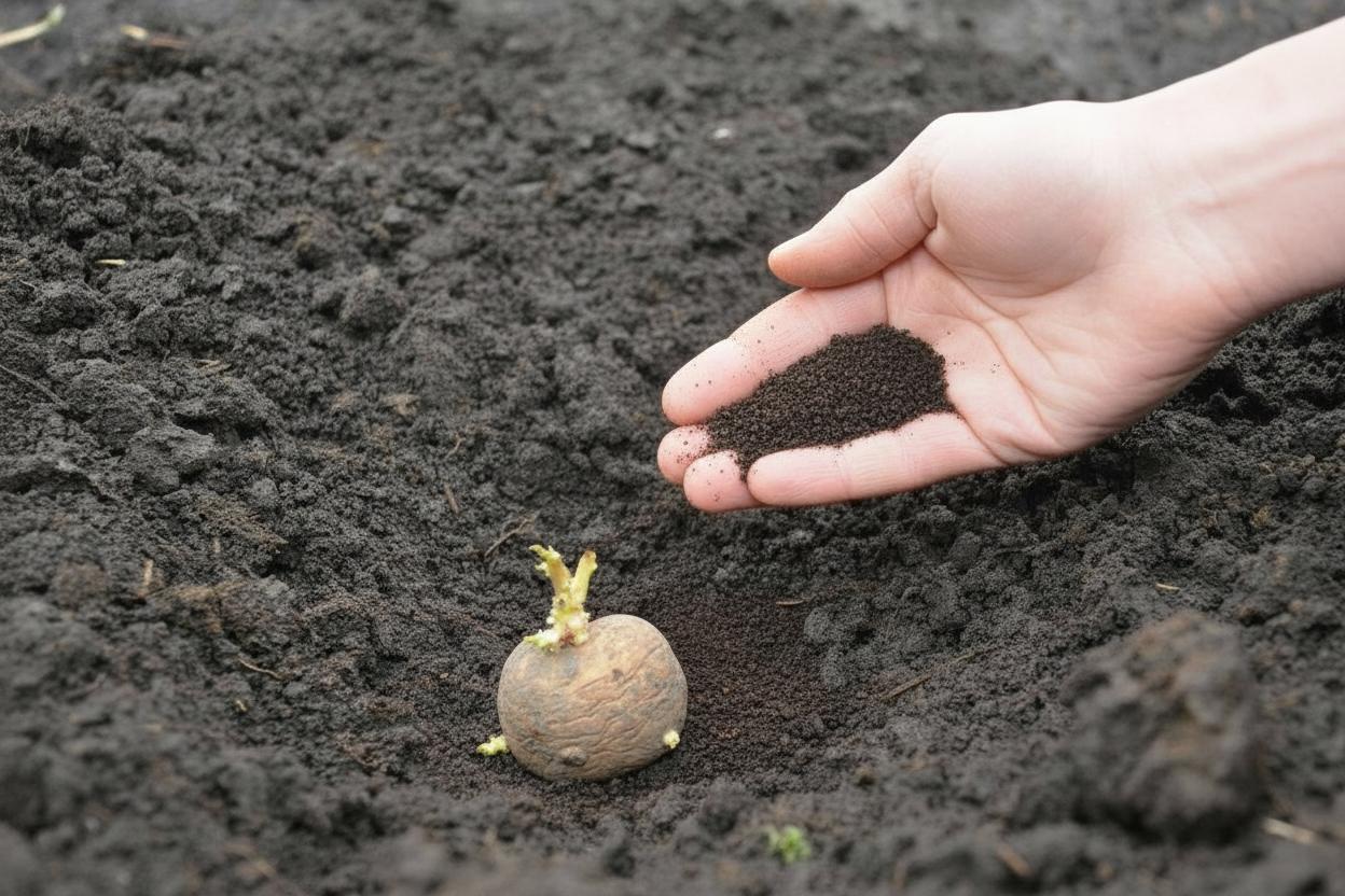 Kaffeesatz als Düngung für Kartoffelpflanze