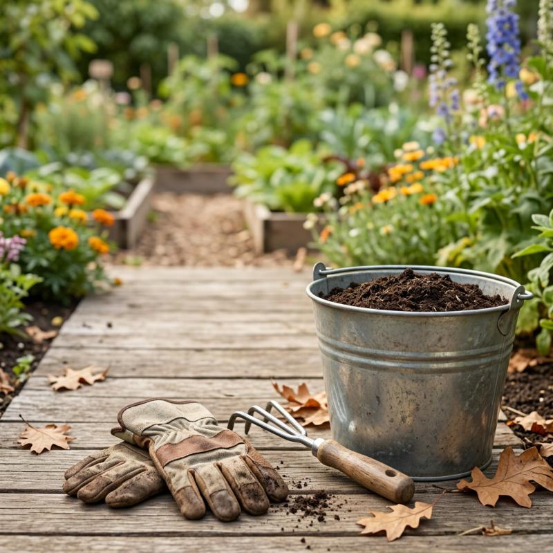 Gartenpflege auf einer gepflegten Rasenfläche