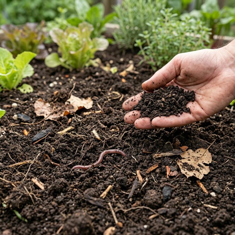 Krümeliger, gesunder Gartenboden als Grundlage für kräftiges Pflanzenwachstum