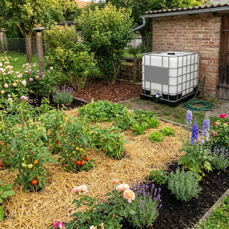 IBC-Container als Regenwasserspeicher für die Gartenbewässerung