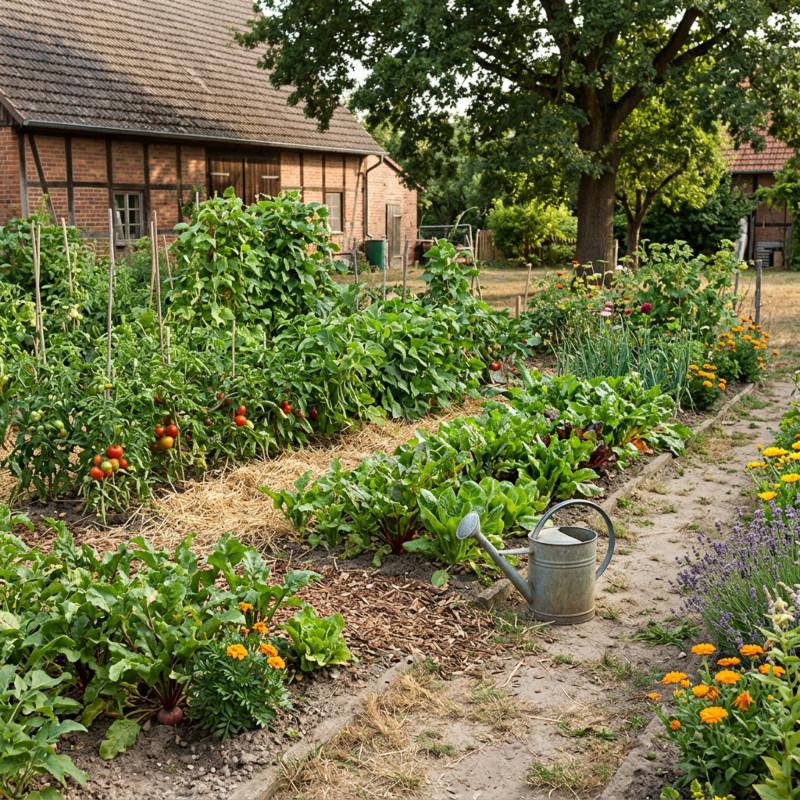 Ausgetrockneter, rissiger Gartenboden bei sommerlicher Hitze