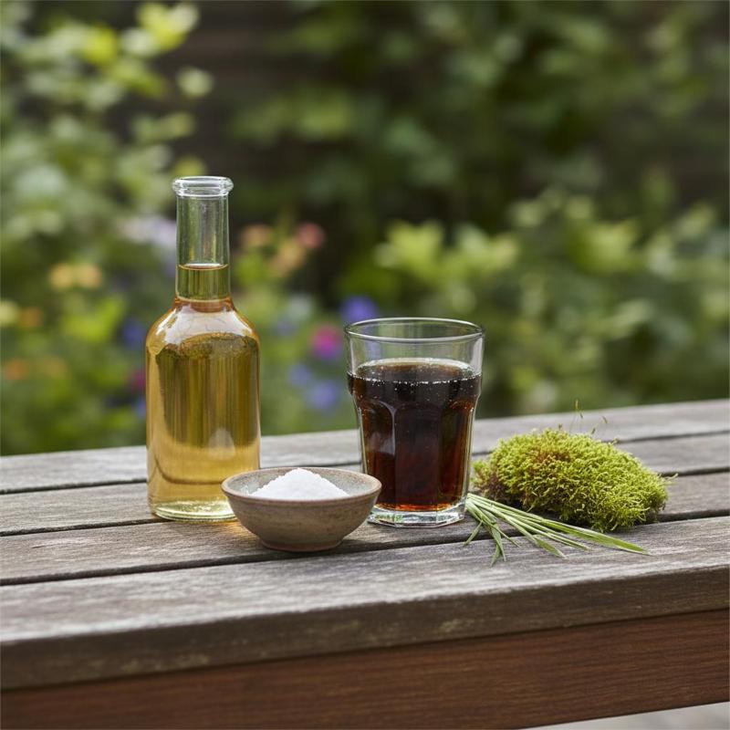 Hausmittel gegen Moos im Rasen mit Essig, Natron und Cola