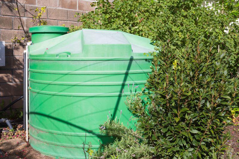 Grüne-Zisterne-in-einem-Garten