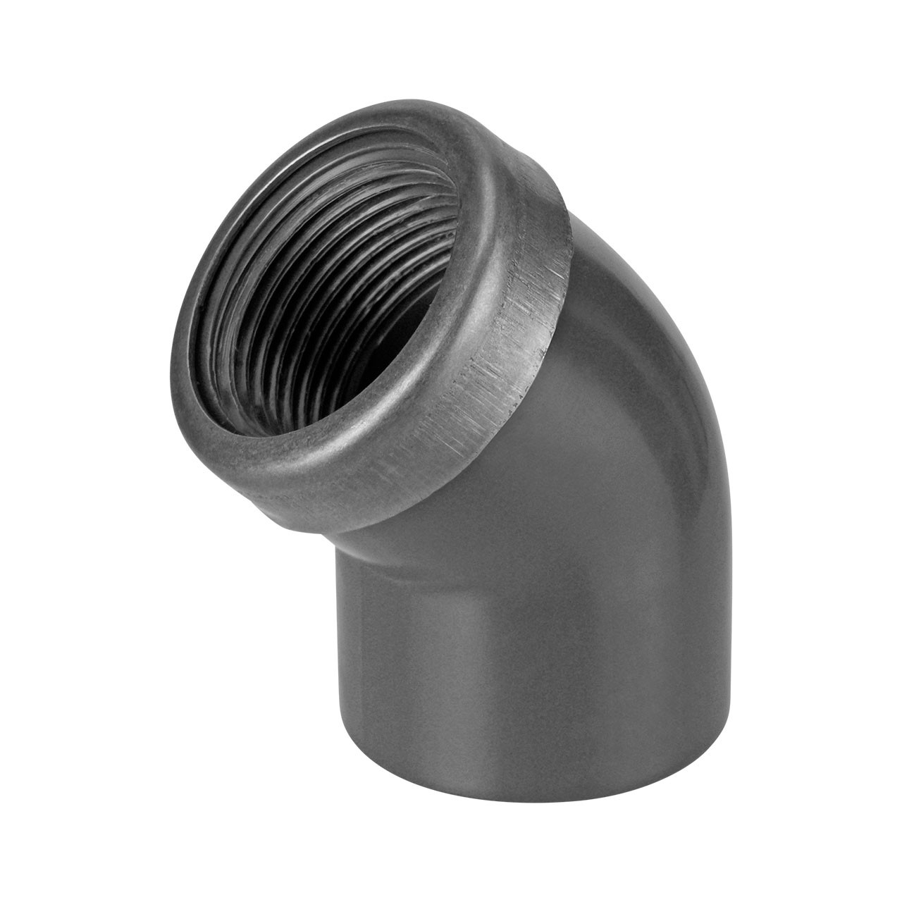 PVC-U Winkel 45° Klebemuffe x Innengewinde Verstärkungsring
