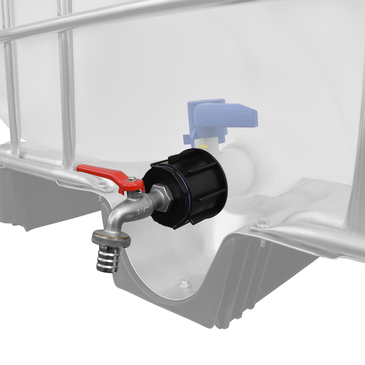 IBC-Adapter-S60x6-IG-3-4-Kugelhahn-Auslaufventil-Profi IBC Container Adapter S60x6 (60mm) - 3/4" Kugelhahn Profi Auslaufventil Regenwassertank