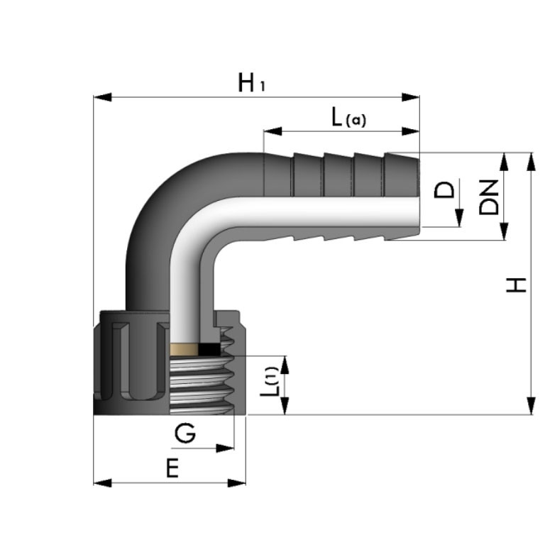 PP-Schlaucht-lle-90-mit-berwurfmutter588d09487fdc8590ce06cf3eb8 PP Schlauchtülle 90° Winkel Tülle mit Überwurfmutter Innengewinde x Tülle und EPDM Flachdichtung