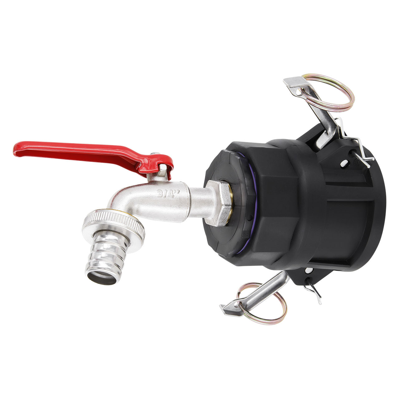 IBC Container Adapter 2" Camlock Kamlok Dose (Mutterkupplung) - 3/4" Kugelhahn Profi Auslaufventil
