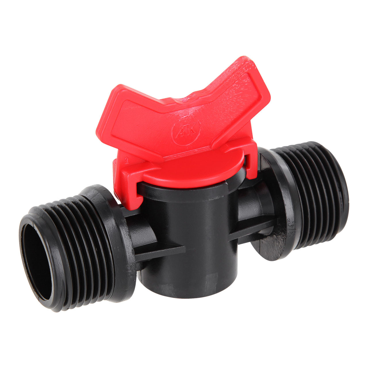 Kunststoff-Mini-Klappenhahn-2x-Aussengewinde Kunststoff Mini Klappenhahn Gewindefitting Gewindeteil 2x Außengewinde