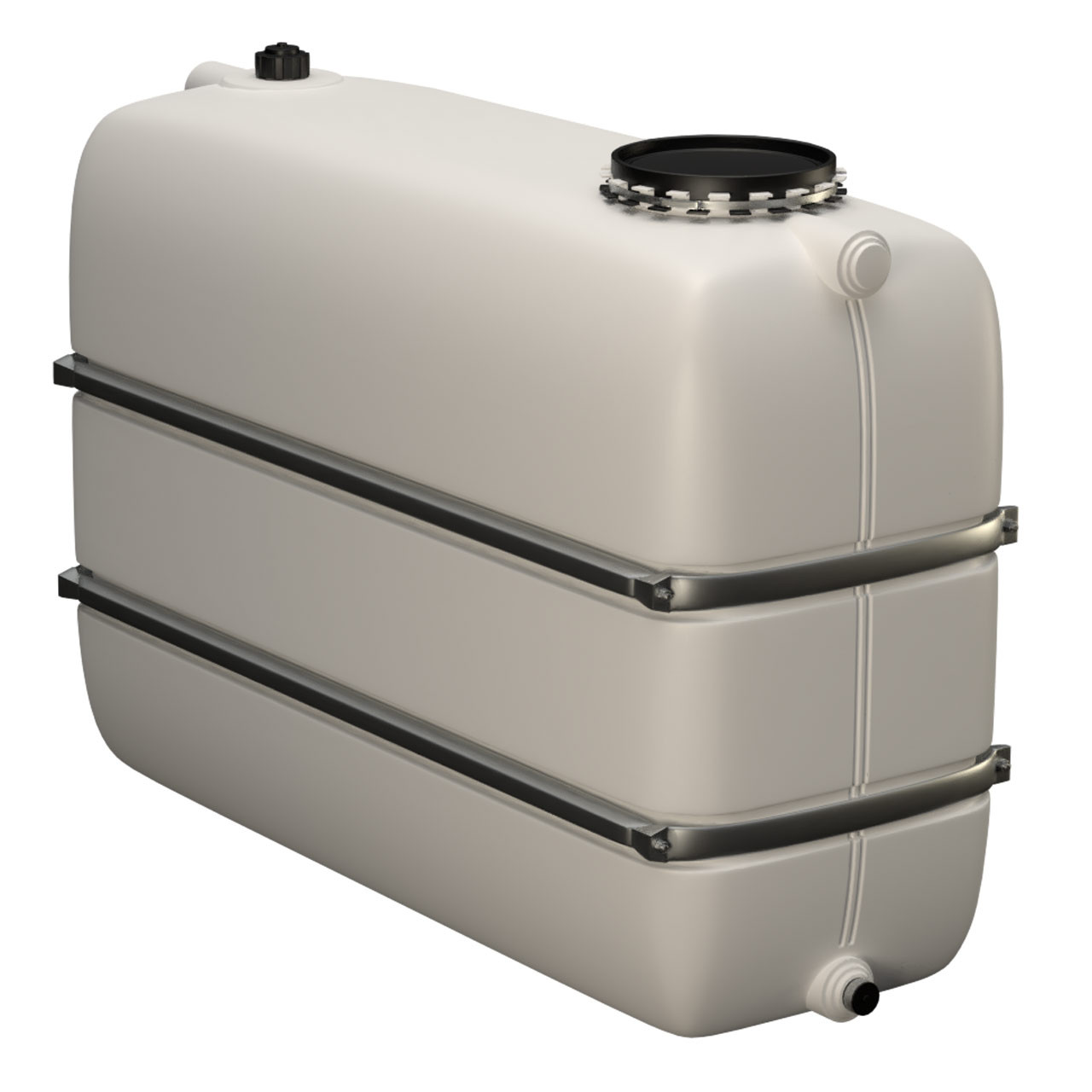 1650l Lagertank (Bandagen) mit Einlauf/Auslaufstutzen & Domöffnung weiß