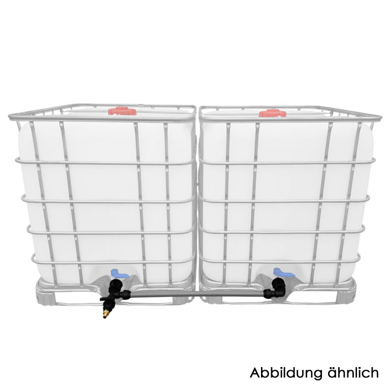 Tankverbindung-2-IBC-nebeneinander-Rohr-1 IBC Container Tankverbinder Adapter S60x6 (60mm) Grobgewinde DN 50 - 32mm Rohr Klemm Verschaubung Tankverbinder