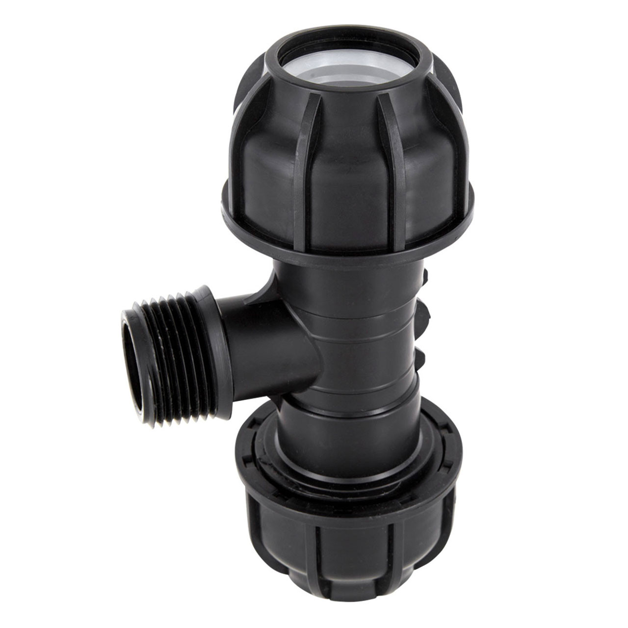 PP-Klemmfitting Klemmverschraubung T-Stück Klemmverbindung PE-Rohr Klemmfitting x Außengewinde