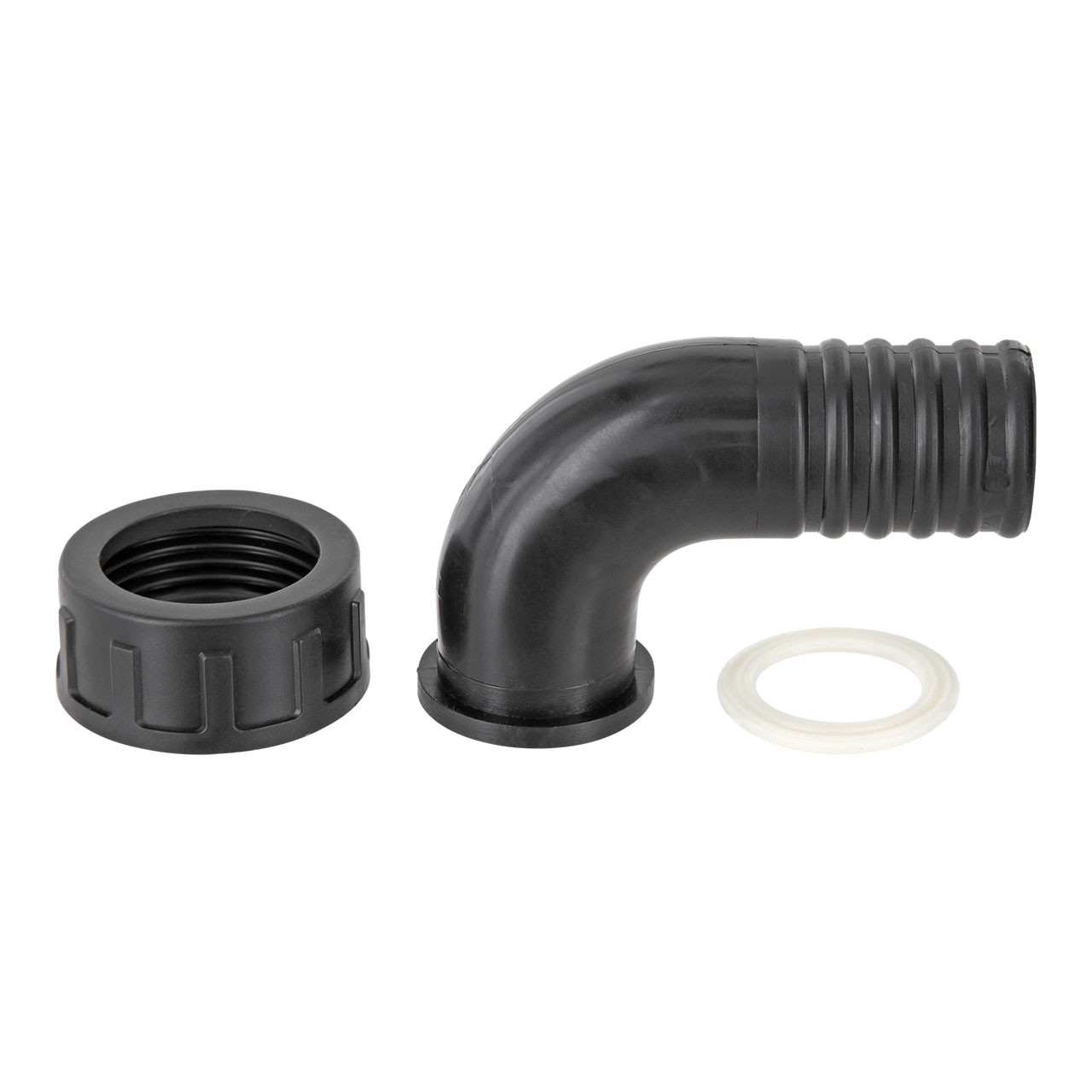 PP Schlauchtülle 90° Winkel Tülle mit Überwurfmutter Innengewinde x Tülle und EPDM Flachdichtung